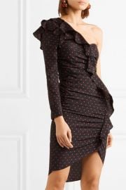 Leona one-shoulder ruffled ruched polka-dot silk dress at Net A Porter